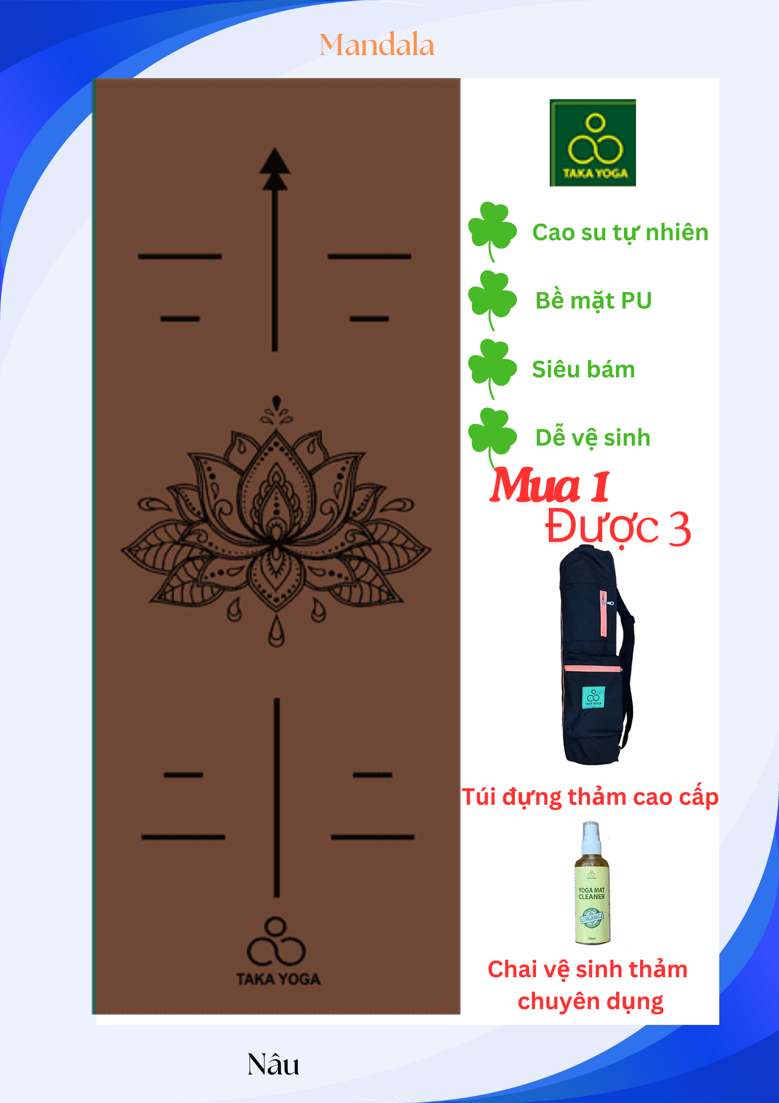 thảm taka yoga màu nâu