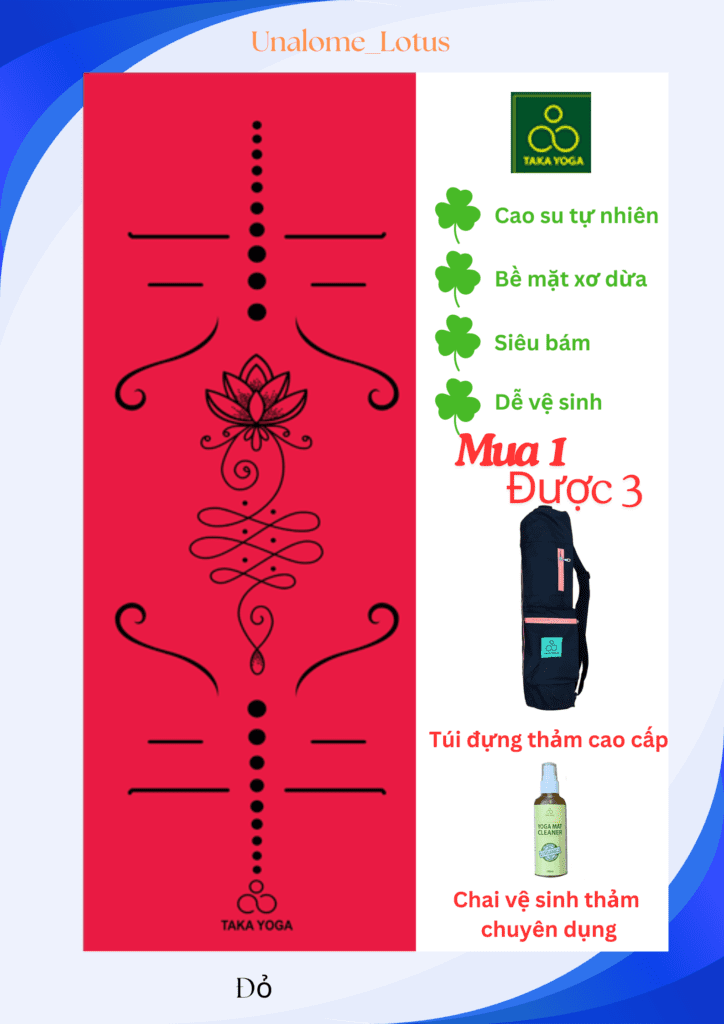 thảm taka yoga unalome lotus đỏ đậm